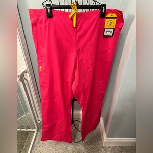 Wonderwink Origins Flare Cargo scrub pants Hot Pink Women 3X 3XL 5026X FLAW